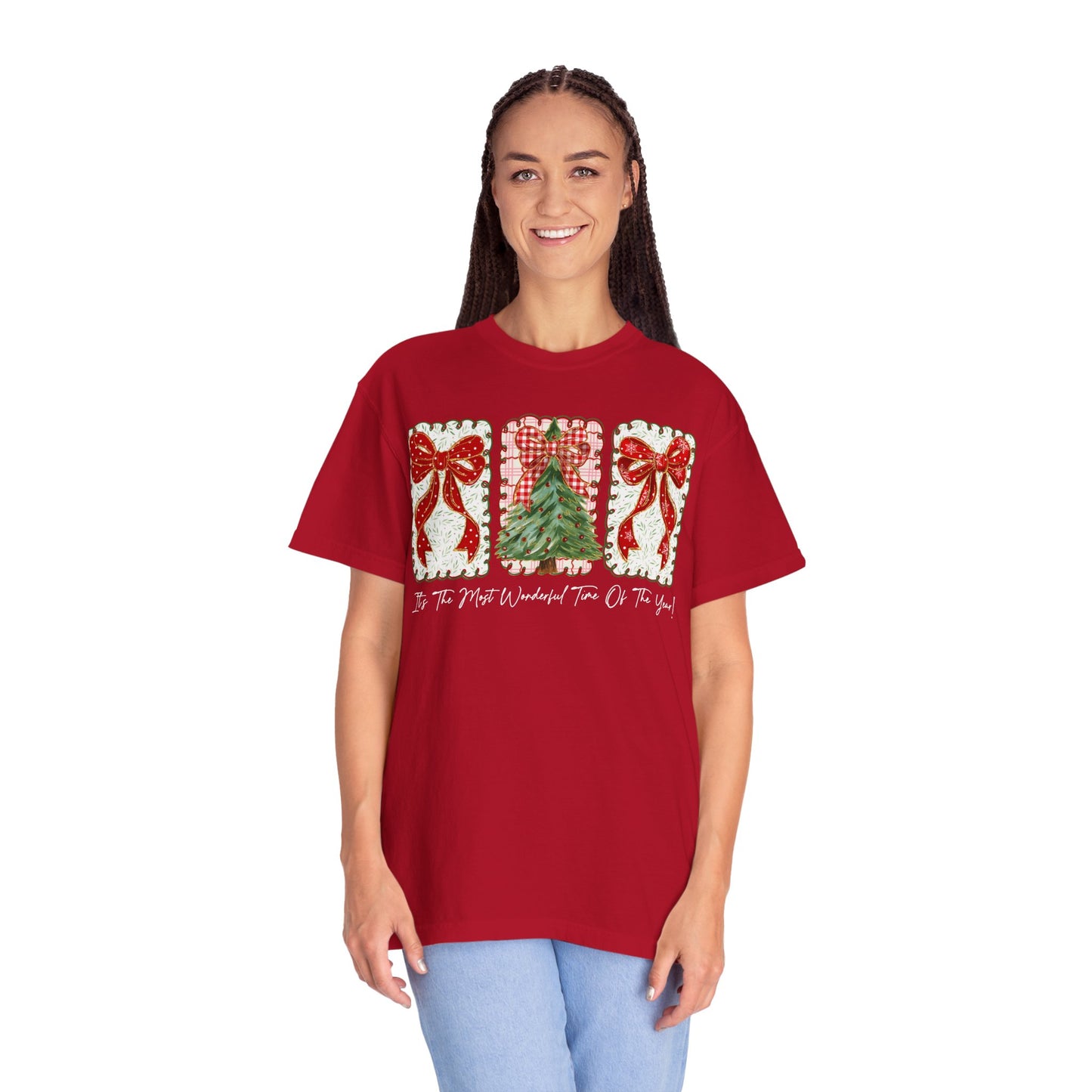 Christmas Tree & Bows T-Shirt — Festive Holiday Graphic Tee