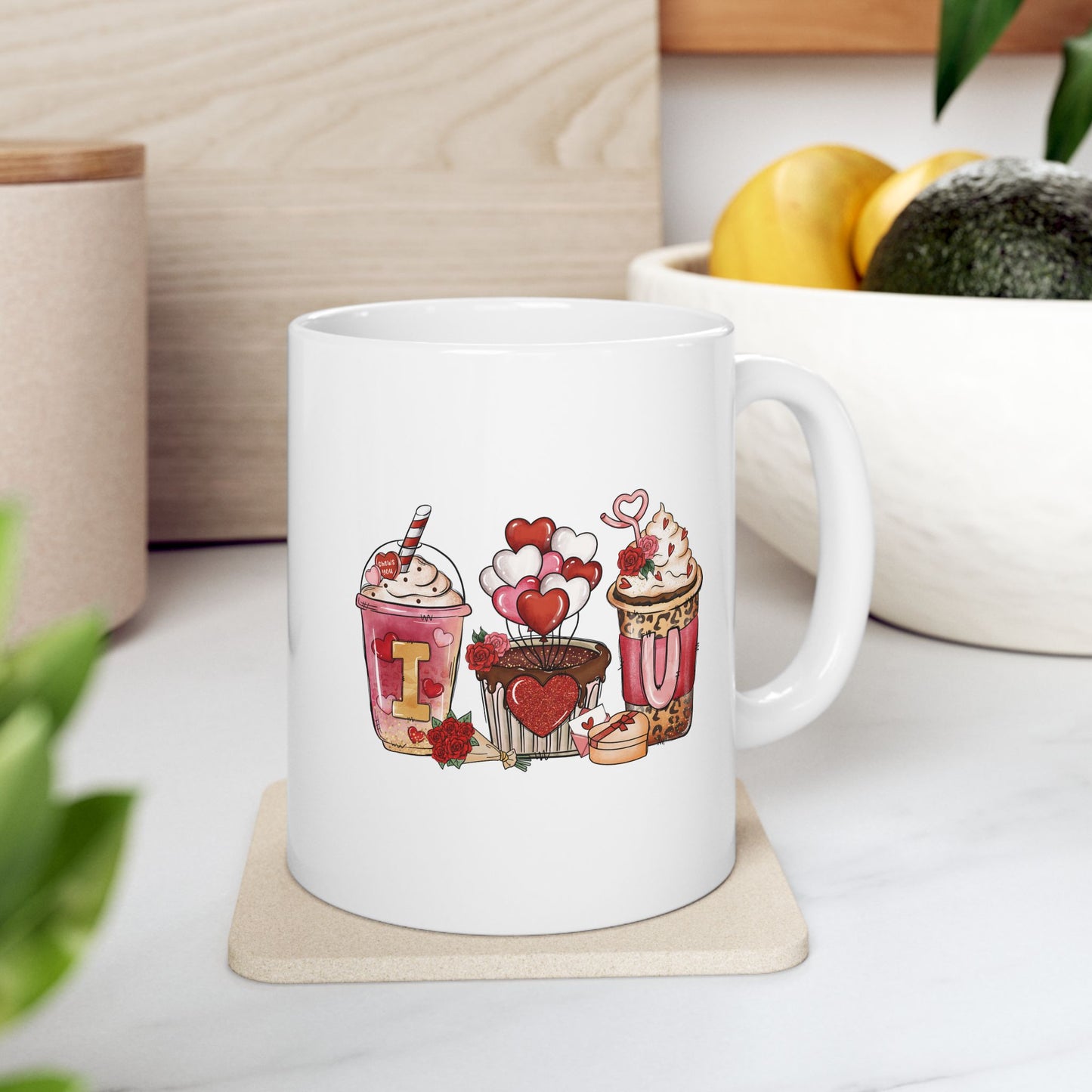 I ♥ You" Iced Coffee & Muffin Valentine's Mug
