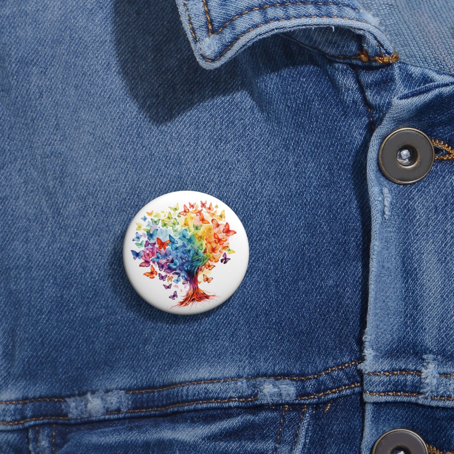 Autism Awareness Hearts Tree Pin Buttons
