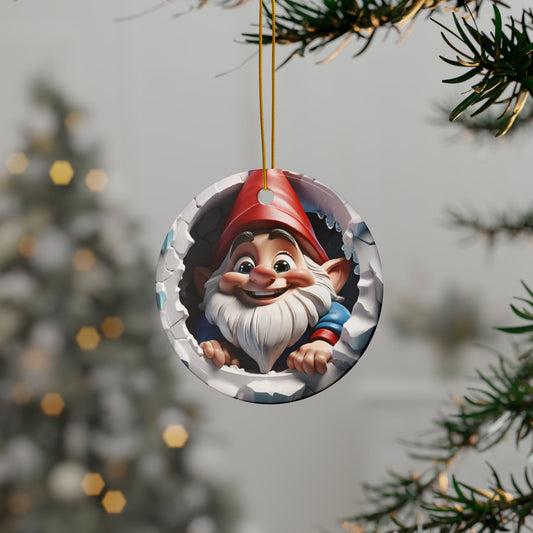 Christmas Elf Cracked Ice Ceramic Ornaments