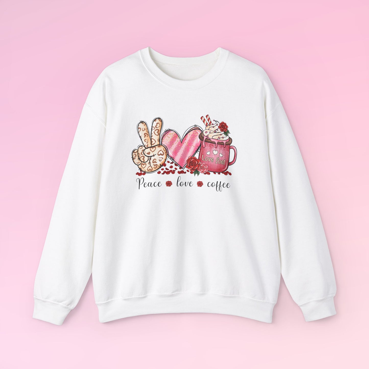 Valentine Peace Love Coffee Sweatshirt