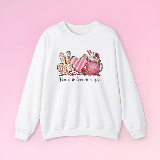 Valentine Peace Love Coffee Sweatshirt