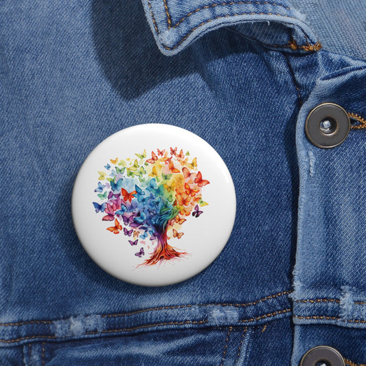 Autism Awareness Hearts Tree Pin Buttons