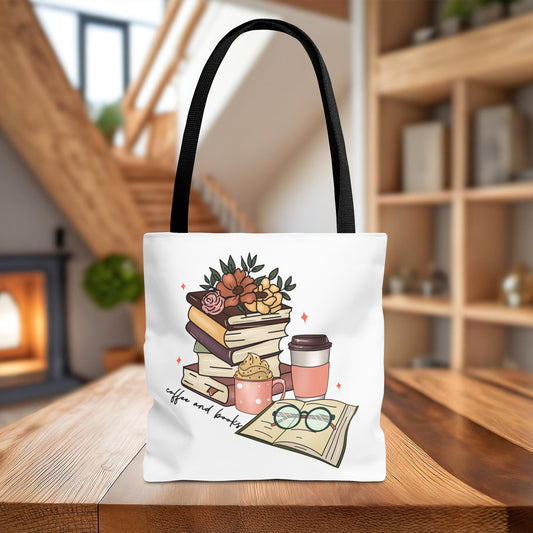 Book and Coffee Lovers Tote Bag