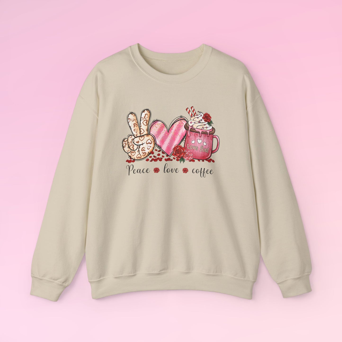 Valentine Peace Love Coffee Sweatshirt