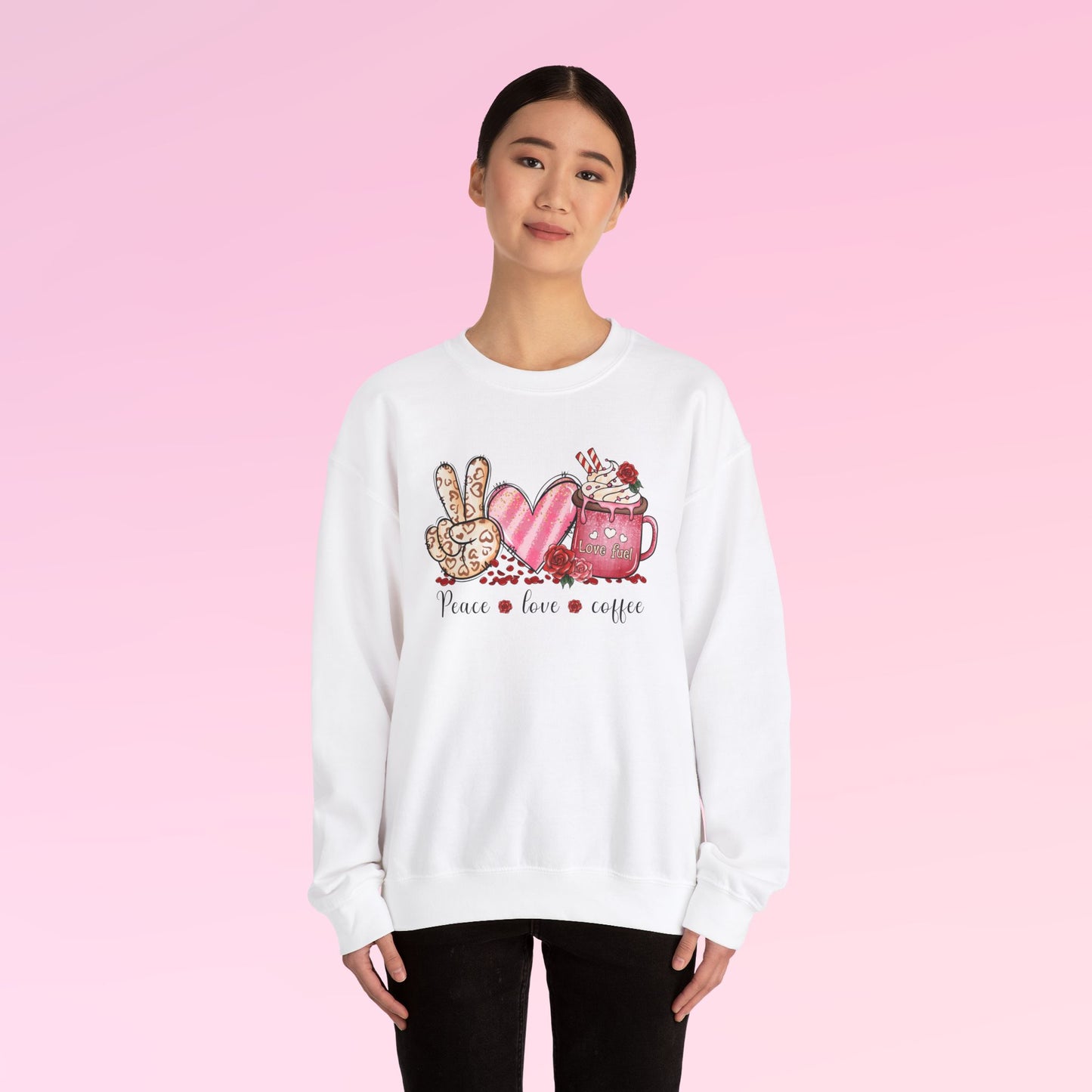 Valentine Peace Love Coffee Sweatshirt