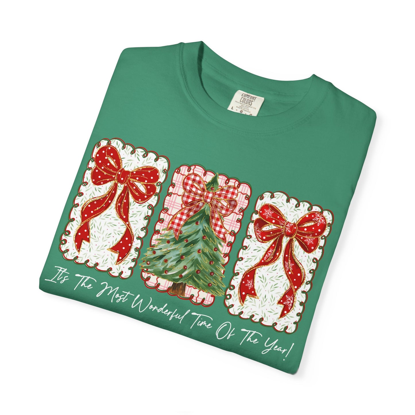 Christmas Tree & Bows T-Shirt — Festive Holiday Graphic Tee