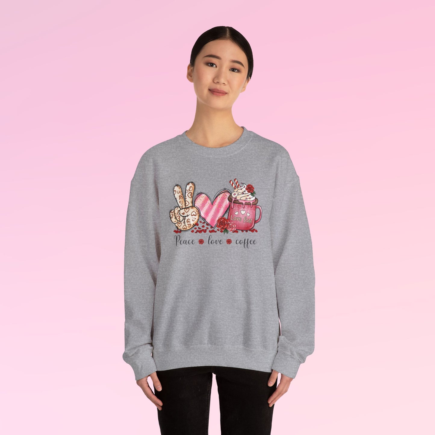 Valentine Peace Love Coffee Sweatshirt