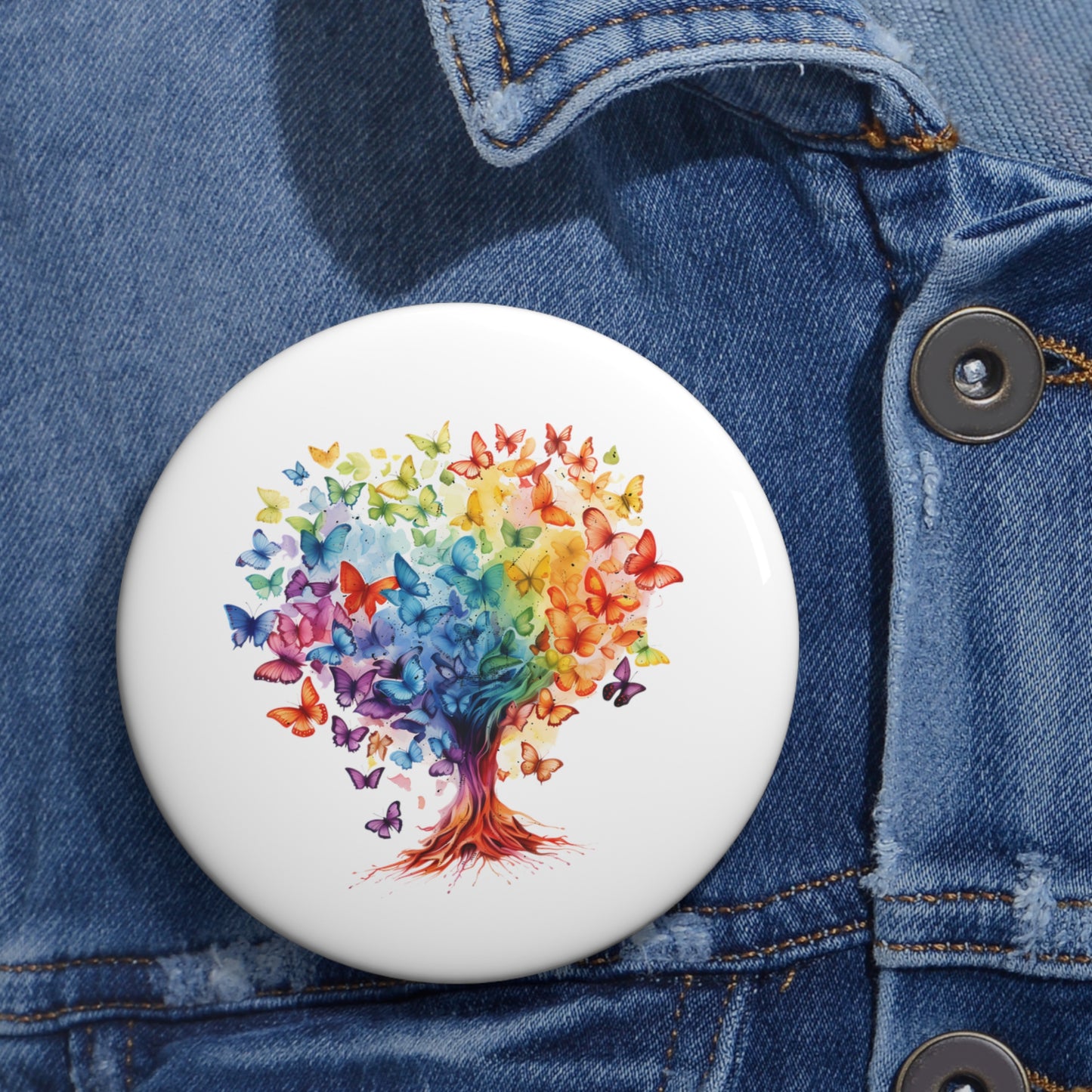 Autism Awareness Hearts Tree Pin Buttons